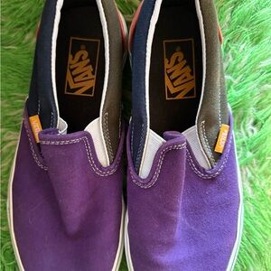 Vans Kids Purple and Black Slip-On Sneakers